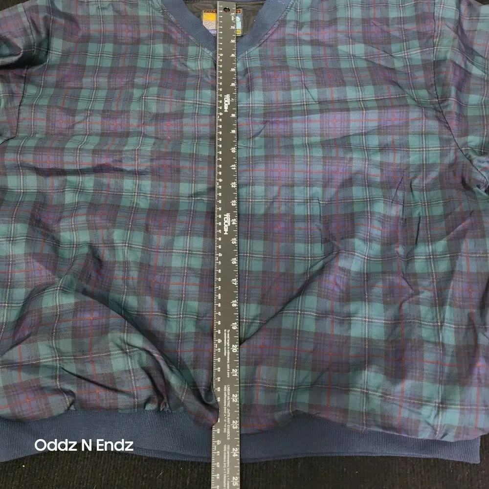 VTG Forresters Mens Plaid Pullover Sweater XL Green Blue Polyester Outerwear Mad